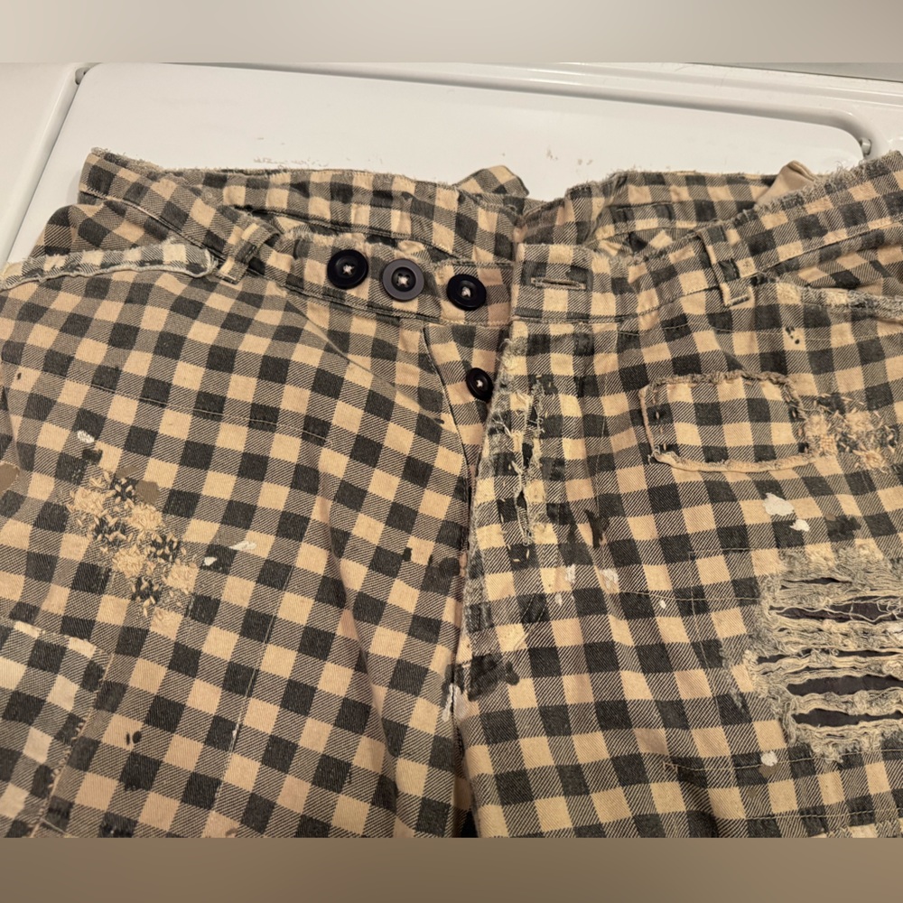 Magnolia Pearl patchwork checkered pants size 10- waist is 40”
